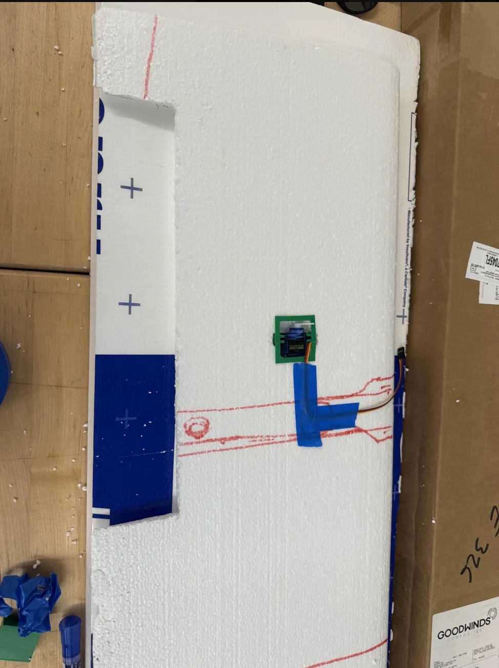 Servo cuttouts in foam wing